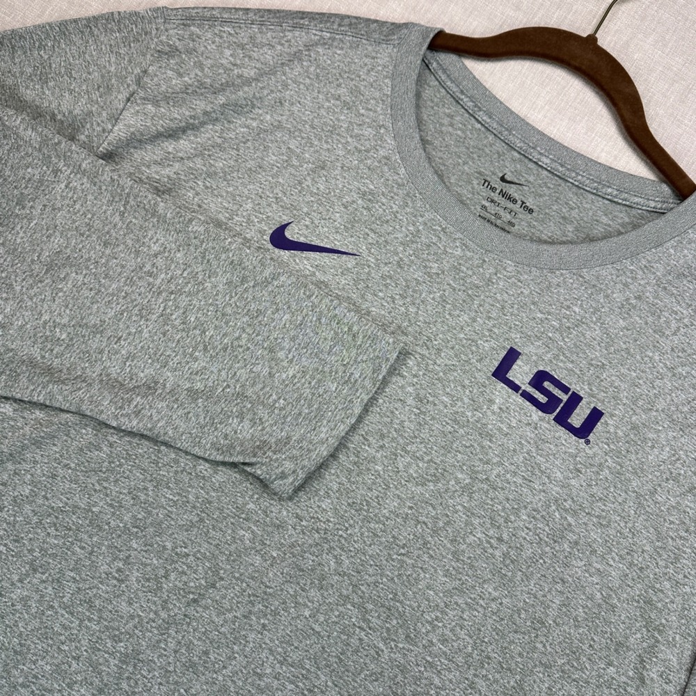 LSU Tigers Nike Shirt Mens 4XL Gray Dri Fit Long Sleeve NCAA Football Sideline